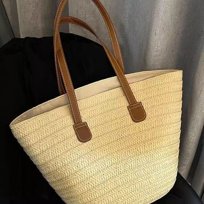 Straw Women's Large Capacity Vacation Beach Bucket Bag